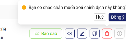 Hộp thoại xác nhận xóa chiến dịch