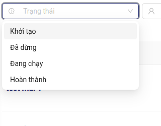 Menu chọn trạng thái lọc chiến dịch